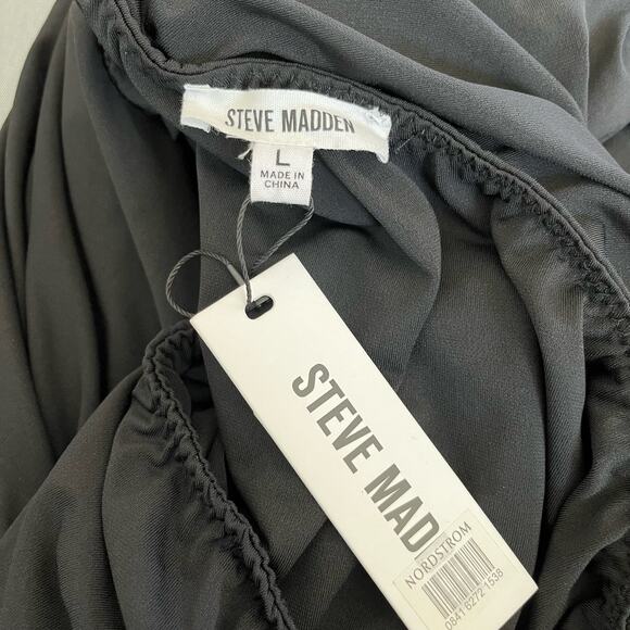 Steve Madden Ayana Black Asymmetric One Shoulder Midi/Mini Dress Large NWT - Picture 5 of 16